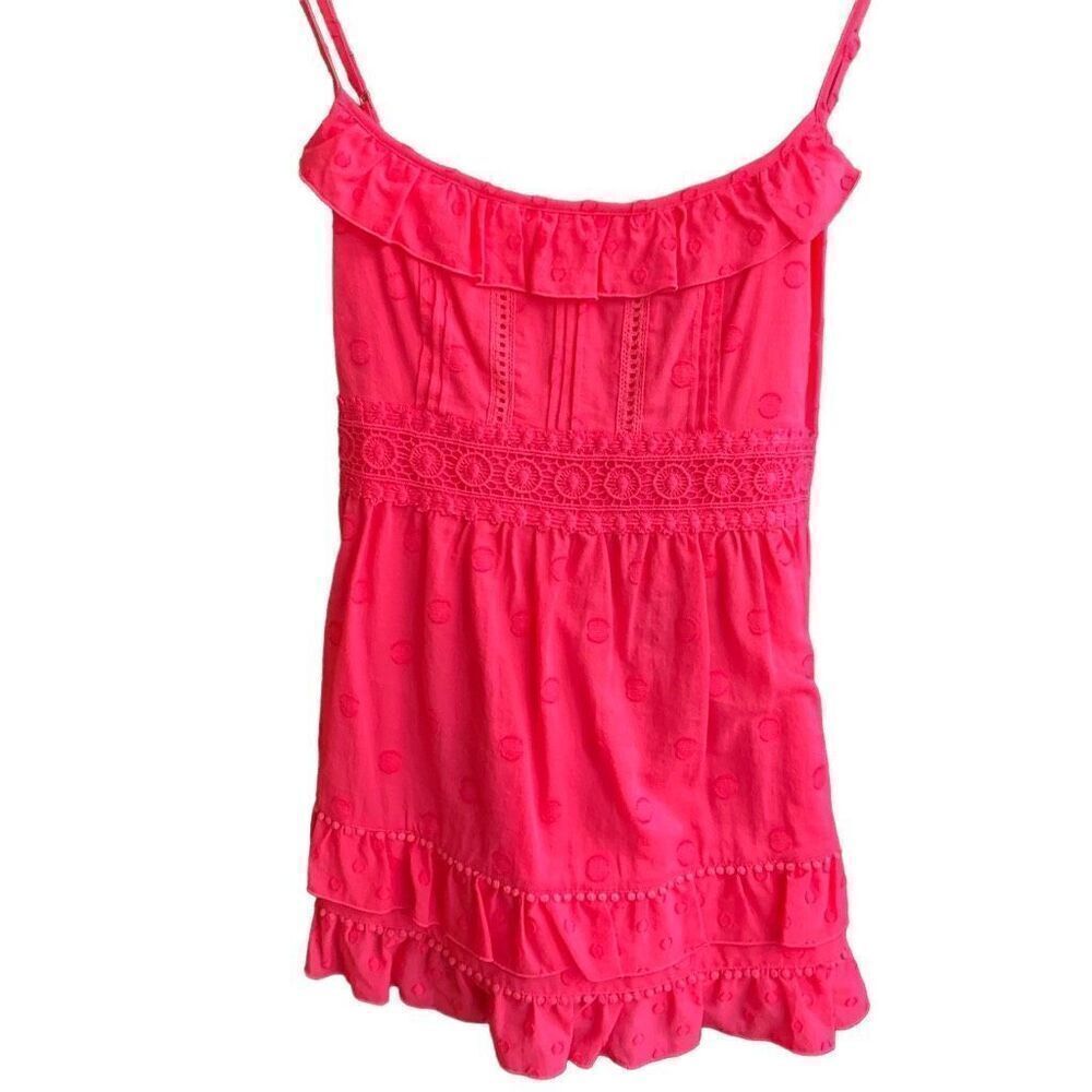 Juicy Couture Vintage Magenta Ruffle Top – Eyelet, Spaghetti Strap, Size 4